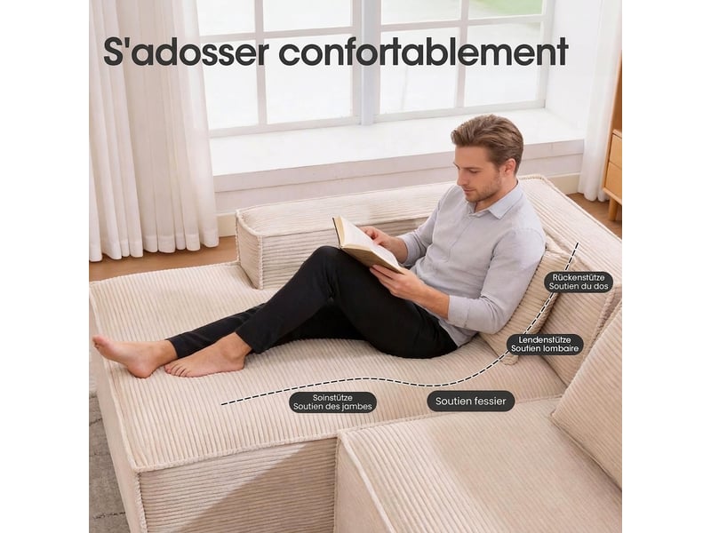 Canapé 2 places compact en tissu polyester kaki 235 cm - assise souple et entretien facile - Conforama R