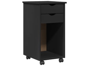 Caisson roulant de bureau, meuble de rangement 34 x 39 x 65,5 cm pin massif noir