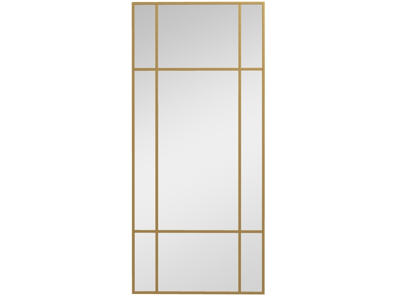  Miroir mural rectangulaire 110 x 50 cm – doré – cadre métallique quadrillé, pose verticale ou horizontale  - Conforama A