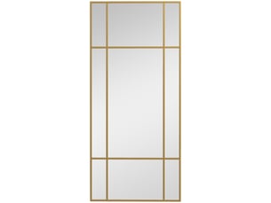 Miroir mural rectangulaire 110 x 50 cm – doré – cadre métallique quadrillé, pose verticale ou horizontale