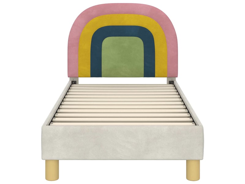  Lit simple- lit adulte -  cadre de lit pour tout-petit avec tête de lit crème 70 x 140 cm  - Conforama D