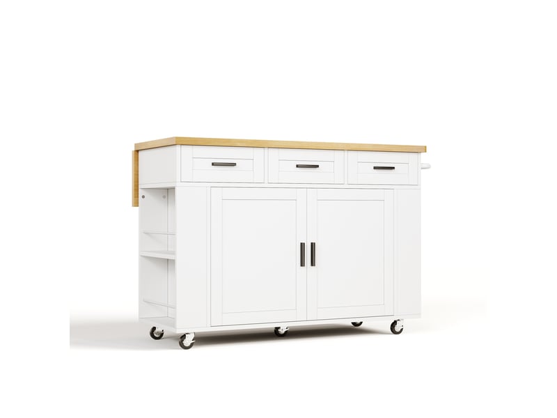  Îlot de cuisine sur roulettes avec plan rabattable et prises mdf 120 x 45(70) x 84 cm N635P45245051W - Conforama B