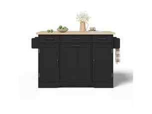 Îlot de cuisine mobile avec plan de travail pliable mdf noir 120 x 45(70) x 87 cm