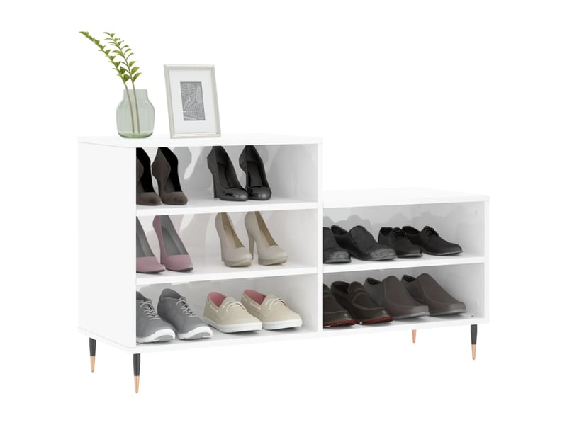  Meuble à chaussure blanc brillant 102x36x60 cm bois ingénierie shl2474  - Conforama C