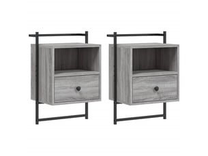 Lot de 2 table de chevet - cabinet de chevet - table de nuit murale sonoma gris 40x30x61 cm