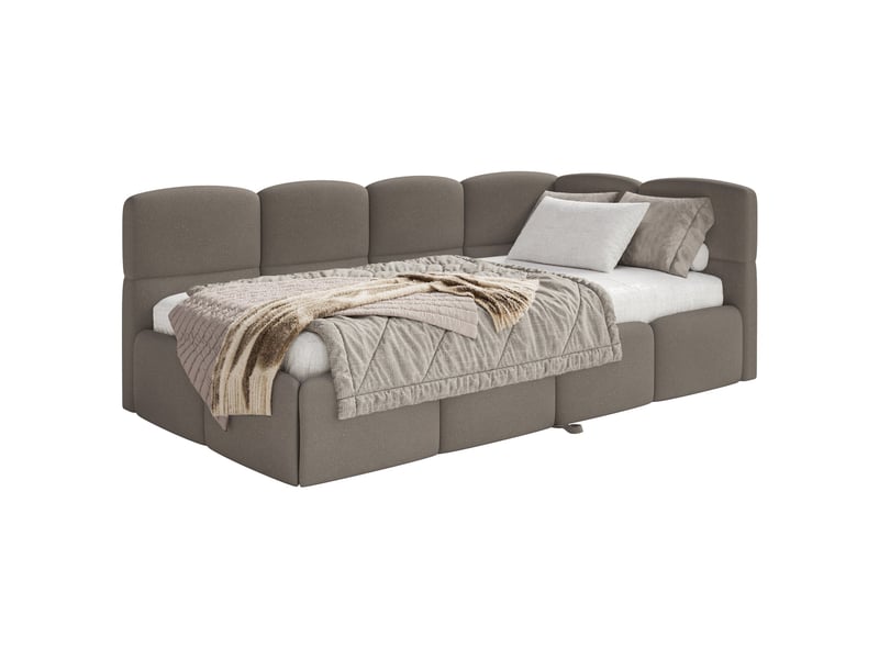 Selsey cloudy - lit rembourré - 170x185 cm - chenille brun clair - côté droit Cloudy - Conforama A