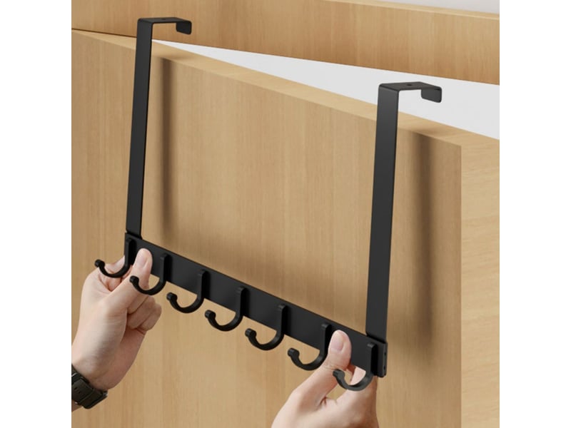  Crochets pour rebord de porte avec 5 alliage d'aluminium accroche patère cadre seche crochet serviette salle de bain pour sans percage trou, noir  - Conforama D