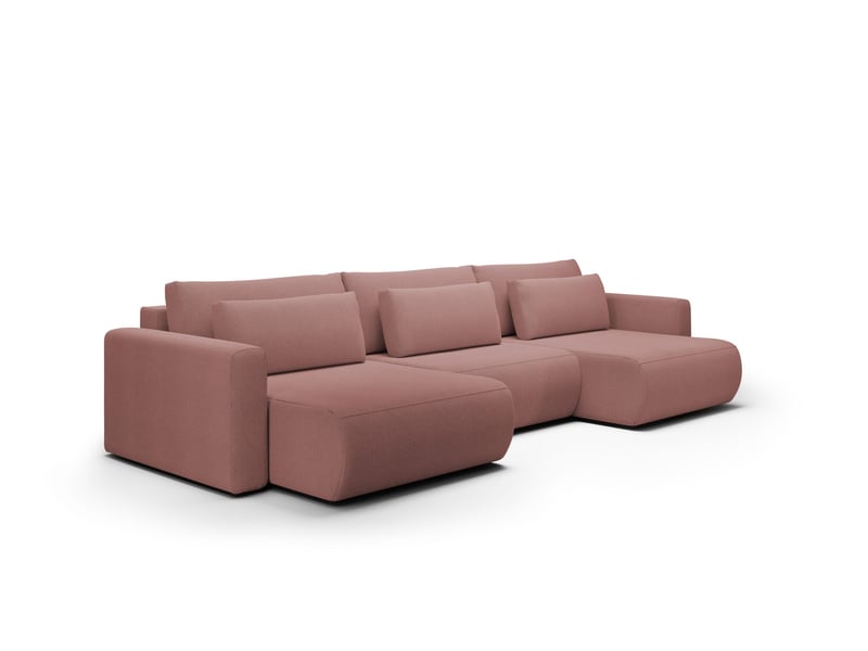 Canapé d'angle convertible 5 places welly u rose - Conforama A