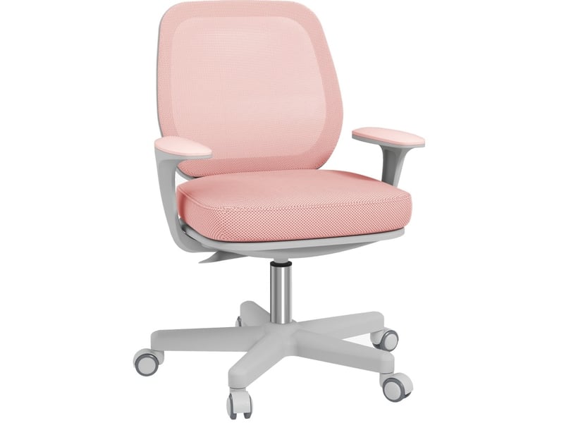  Chaise de bureau ergonomique rose réglable en hauteur avec dossier en maille et roulettes verrouillables  - Conforama A