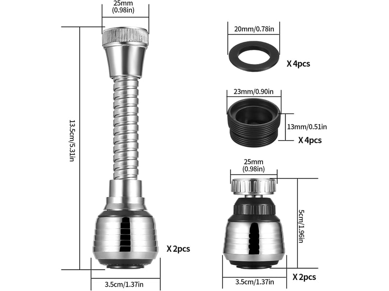  Extension robinet flexible rotative degrés, aérateur tuyau pour évier cuisine  - Conforama B