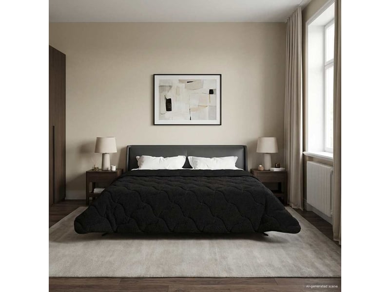  Duvet d'hiver - couette 220 x 240 cm hiver - couette noir respirant  - Conforama B