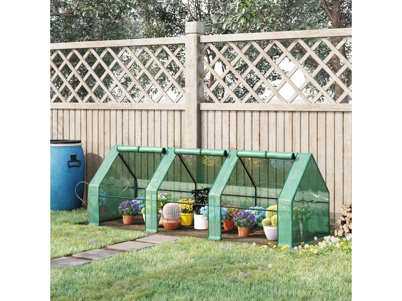 Serre extérieurjardin 270x90x90 cm, abri 3 fenêtres, acierpe 140 gm², plantesfleurstomateslégumes. - Conforama D