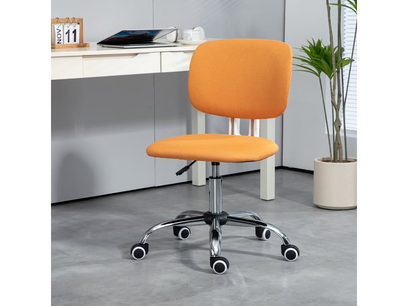  Fauteuil de bureau pivotant en tissu hauteur réglable charge 120 kg 48x53x80-90 cm orange  - Conforama D