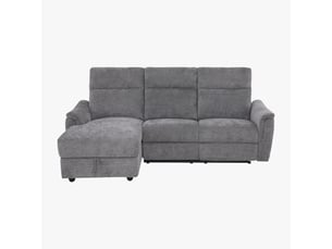 Canapé d'angle relax électrique avec coffre en tissu gris - angle