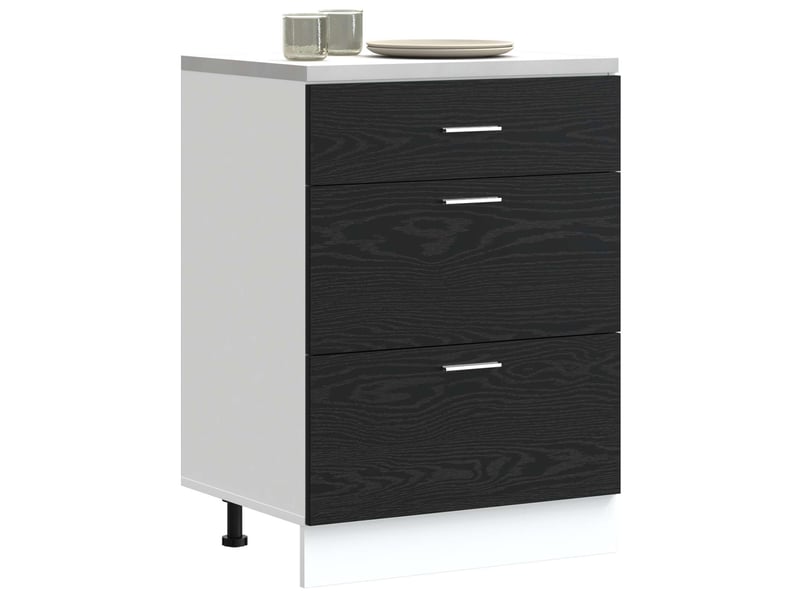  Meuble de cuisine bas chêne noir 60x46x81,5cm  - Conforama C