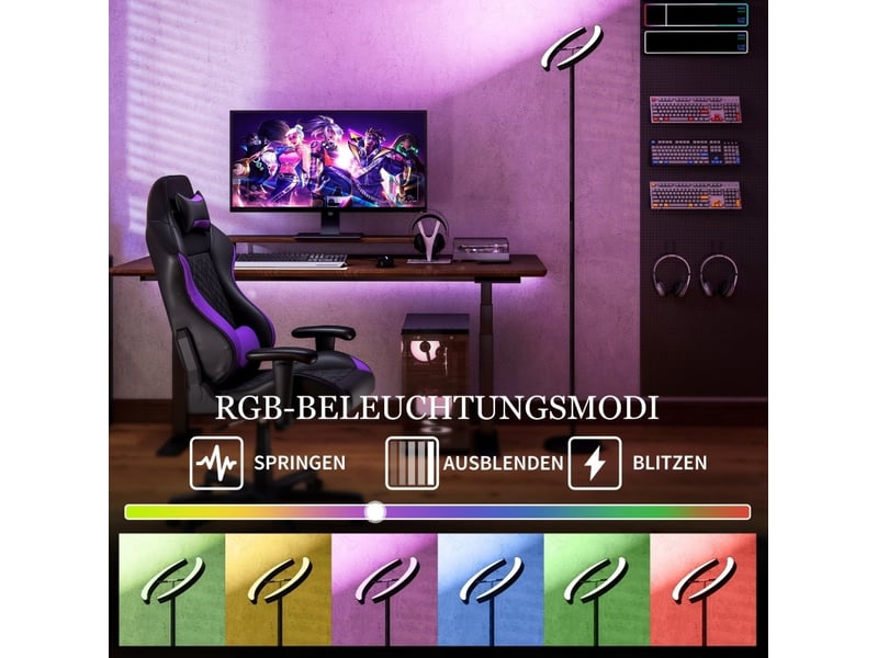  Lampadaire led rgb 30x30x188 cm dimmable noir  - Conforama C