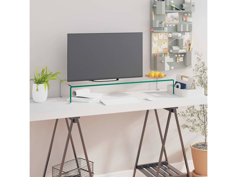  Meuble tv - banc tv - meuble de rangementpour moniteur 90x30x13 cm verre transparent  - Conforama B