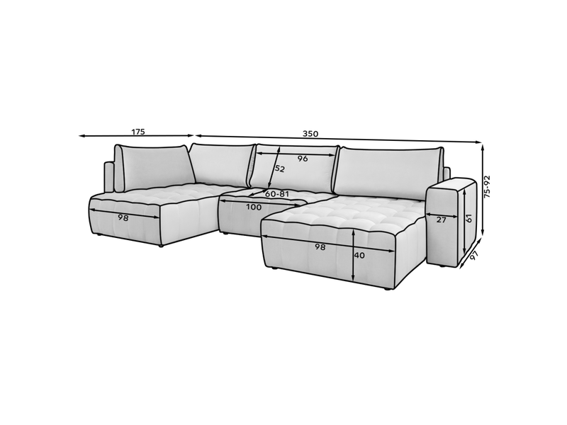  Canapé d'angle bonita convertible 6 places beige foncé tissu – gauche – 350x175cm  - Conforama C