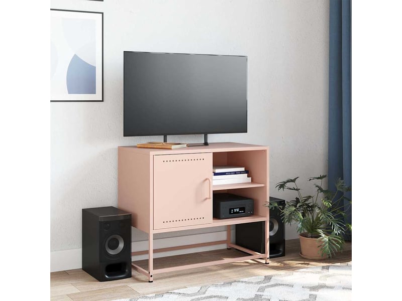  Meuble tv - banc tv - meuble de rangement rose 68x39x60,5 cm acier  - Conforama C