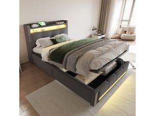 Lit simple 90x200 cm <strong>HAUSS SPOLE</strong>  <strong></strong> coloris gris