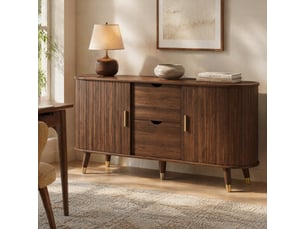 Buffet 2 porte(s) 2 tiroir(s) <strong>FLORAGRACE</strong> <strong></strong> - 140 cm coloris bois foncé