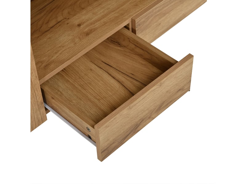  Buffet 140 x 35 x 71 cm naturel en mdf, 4 tiroirs, 2 portes à lamelles, charge 70 kg pour salon  - Conforama E