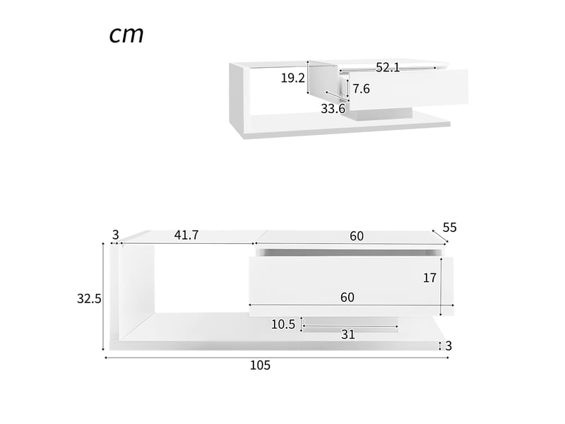  Table basse blanche laquée. Tables d'appoint et tables basses en verre avec éclairage led.  - Conforama C