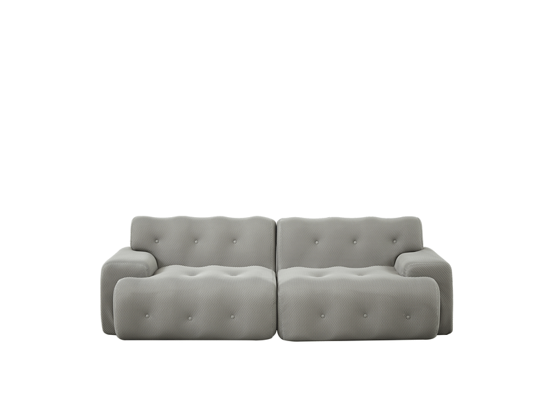  Canapé 2 places gris en tissu 3d, 224 x 104 x 66 cm  - Conforama A