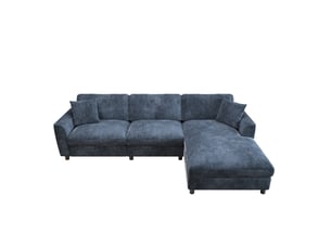 Canapé d'angle réversible fixe <strong>BGSRYAO</strong> <strong></strong> 3 places Tissu bleu