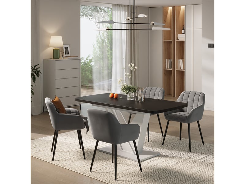  Vicco ensemble de table à manger, noirblanc, 120x80cm avec 4 chaises de salle à manger  - Conforama C