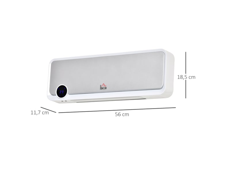  Radiateur mural de salle de bain (1000 w2000 w) avec télécommande, affichage led, minuterie 12 heures et thermostat – blanc  - Conforama E