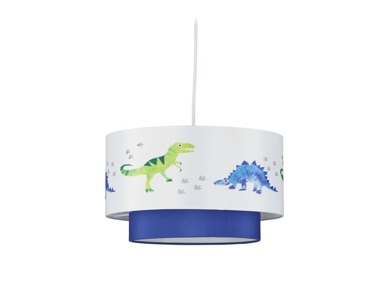  Suspension lampe enfant motifs dinosaures 30 x 30 x 30 cm ambiance cosy en tissu blanc 13_0007835  - Conforama A