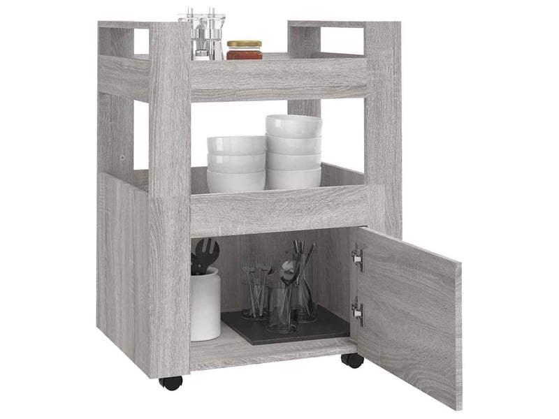  Desserte de cuisine, chariot de rangement sonoma gris 60x45x80 cm bois d'ingénierie shl6781  - Conforama D