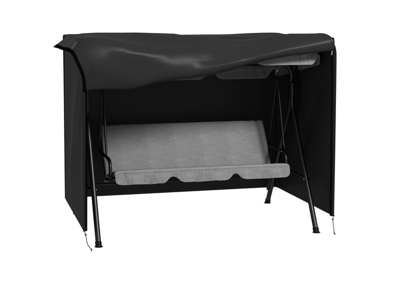  Housse balançoire jardin 3 places 205x124x164 cm – noire – tissu oxford 600d déperlant et résistant aux uv  - Conforama E