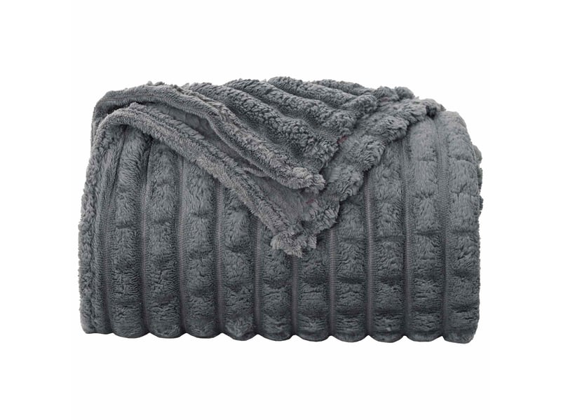  Couverture jetée de canapé gris foncé 240x220 cm 9.41 kg toison  - Conforama D