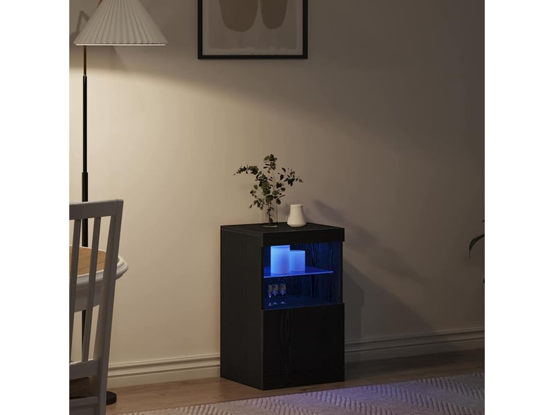 Buffet - bahut - meuble de rangement led chêne noir 41 x 37 x 67 cm bois d'ingénierie - Conforama E