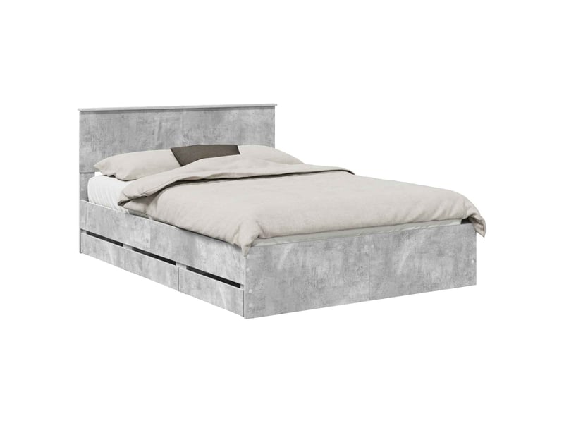 Lit double- lit adulte -  cadre de lit gris béton 140 x 190 cm bois ingénierie  - Conforama A