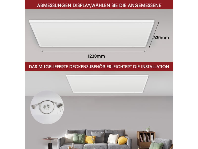  Panneau chauffant électrique de plafond en aluminium blanc 122 × 62 cm, fil nicr, protection anti-surchauffe  - Conforama E