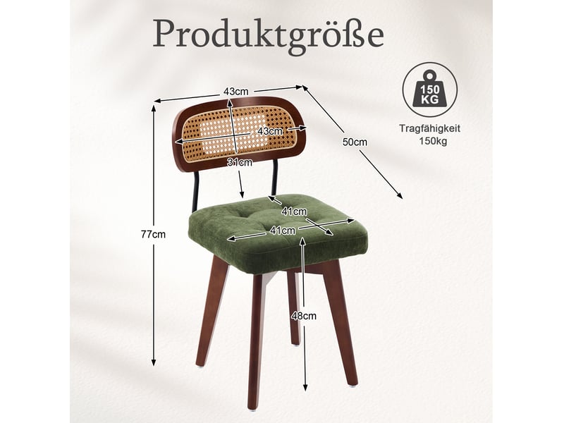 Lot de 2 chaises pivotantes 360° en chenille verte homvra - Conforama E
