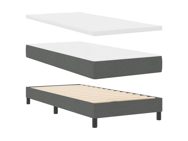 Lit adulte, lit simple, lit à ressorts avec coussin gris foncé 190x90cm tissu cf16790 - Conforama D