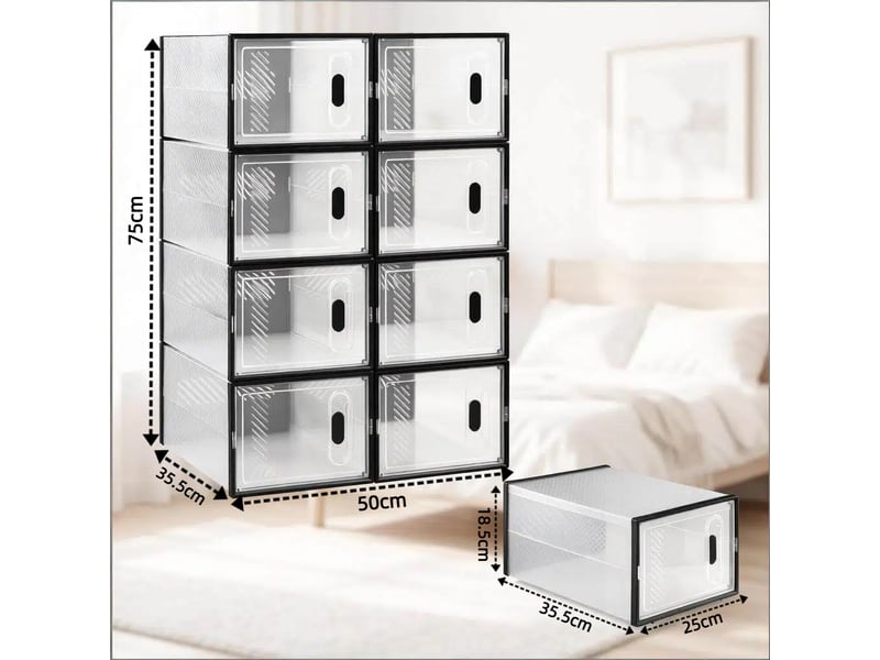 Boîtes rangement modèle modular, 8 pièces empilables, chaussures, livres, jouets, placard, salle bain - Conforama C