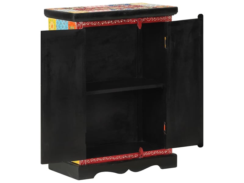  Buffet - bahut - meuble de rangement peint à la main avec portes 53x30x75 cm bois de manguier  - Conforama C