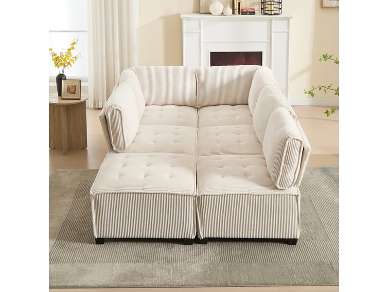  Canapé modulable 6 places convertible velours côtelé evryae  - Conforama D