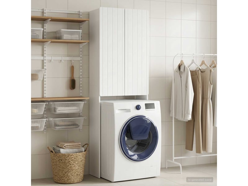 Armoire de toilette, meuble de toilette zwolle blanc brillant 66x25.5x190 cm - Conforama B