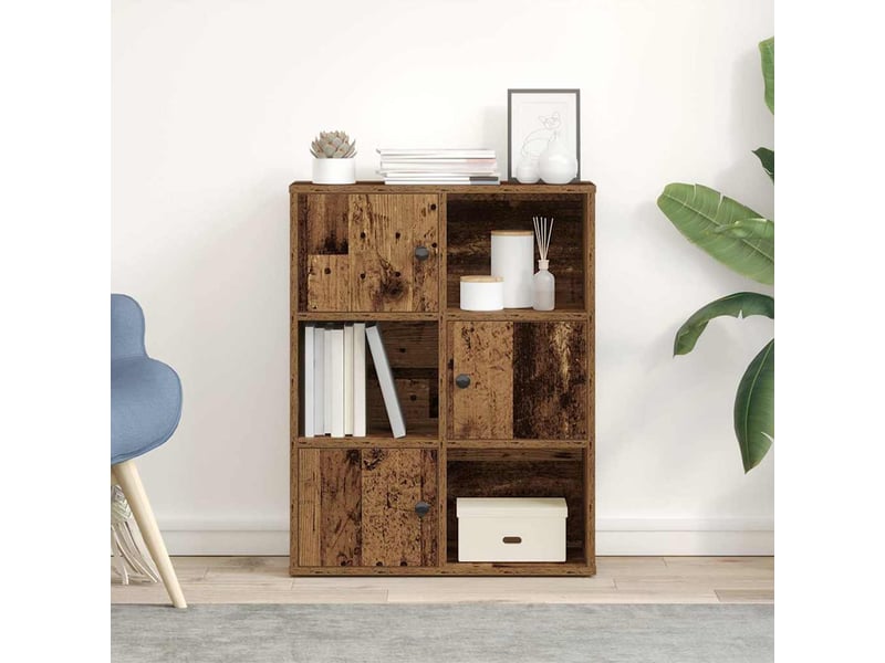  Bibliothèque, meuble de rangement salon vieux bois 60x24x76,5 cm bois d'ingénierie  - Conforama C