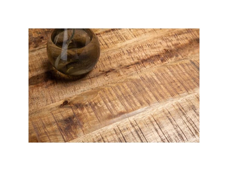  Table solara 160 cm – plateau en bois de manguier verni et structure en métal noir – design industriel et charme unique  - Conforama E