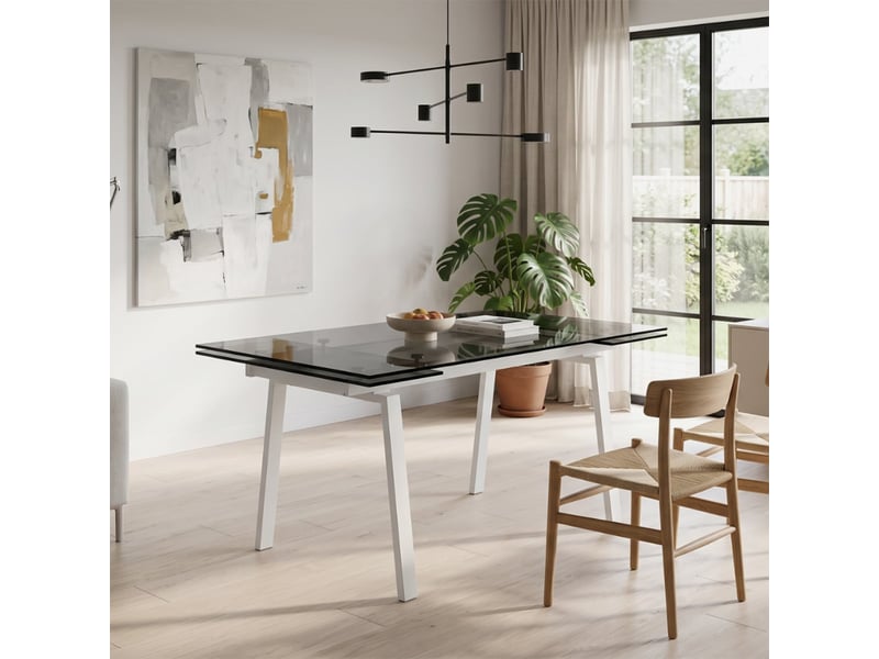 Table extensible en verre trempé 140200x80 jackson - blanc - Conforama B