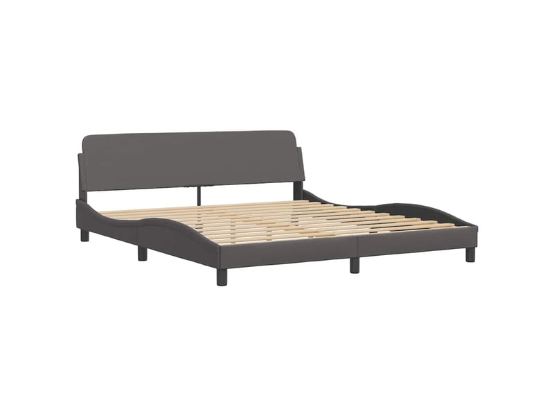  Lit double- lit adulte -  cadre de lit viana sans matelas gris 180x200 cm similicuir  - Conforama D