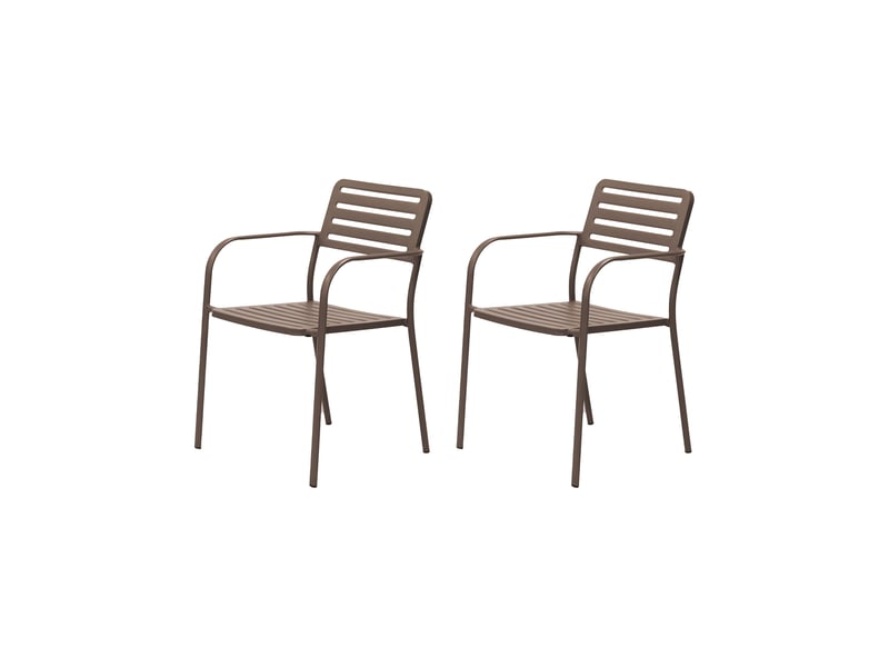 Lot de 2 fauteuils de jardin empilables en métal taupe - baca - Conforama B