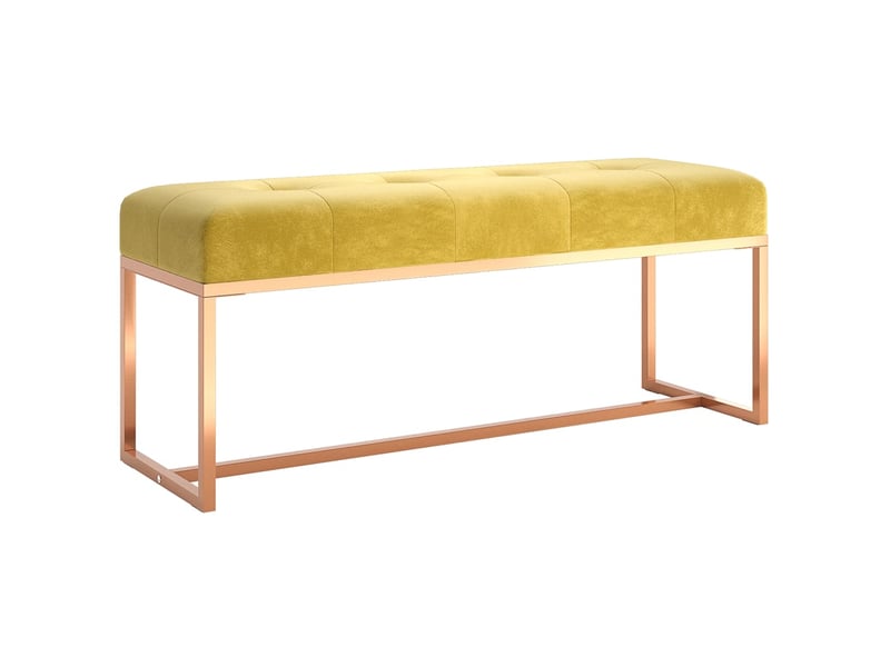  Banc chambre, banc de lit jaune moutarde 110x36x45 cm velours  - Conforama A